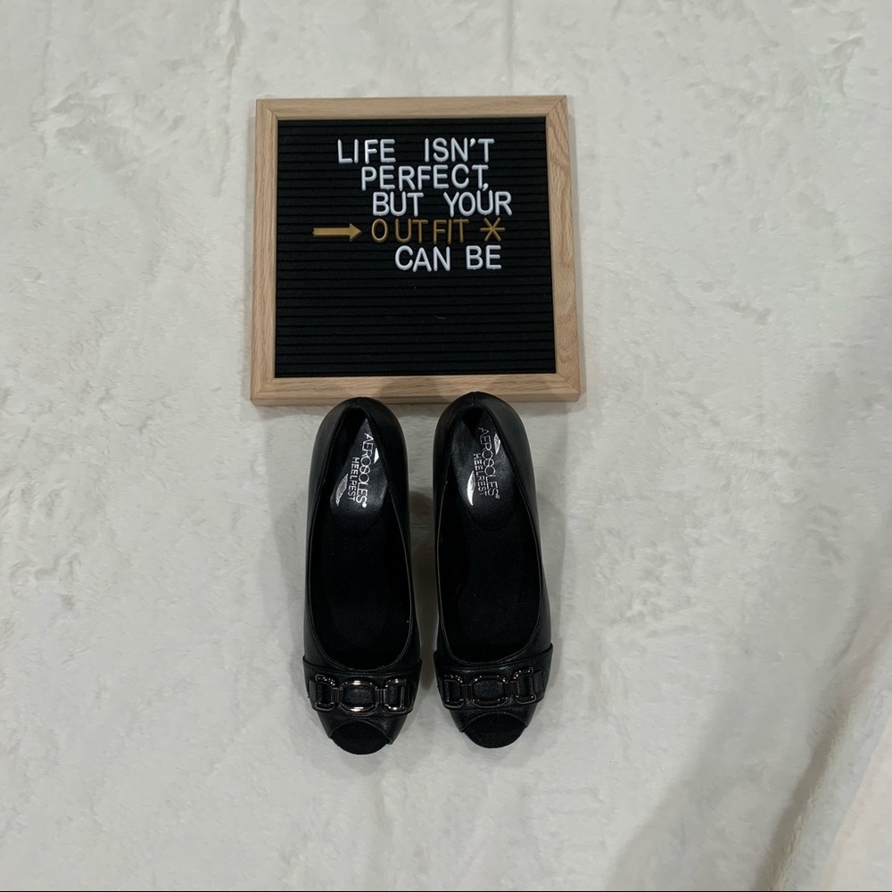 Aerosoles Heelrest Black Peep Toe Pumps